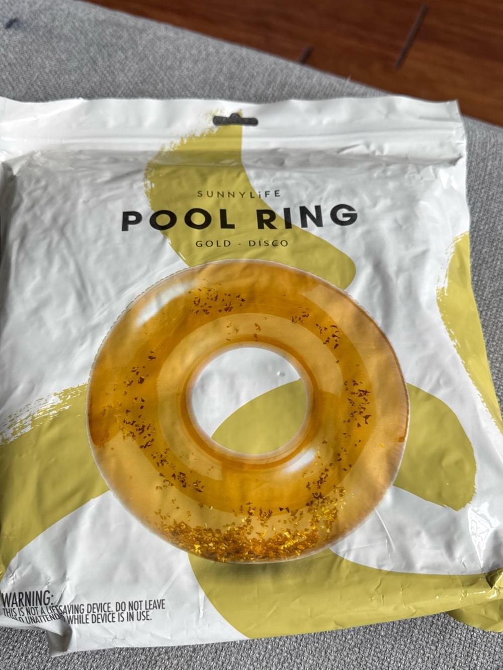 Sunnylife Gold Glitter Pool Ring - Transparent Shimmer